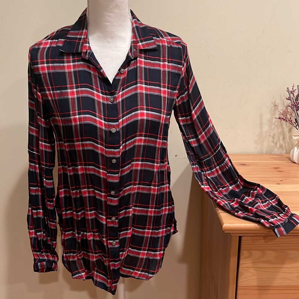 Ann Taylor Loft Plaid Blouse XS
